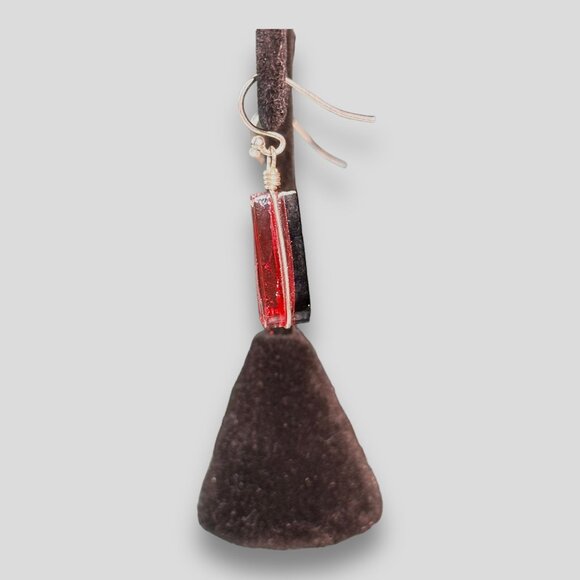 Handmade Red & Black Teardrop Dangle Earrings With Silver Hooks - Lightweight & - Picture 3 of 10